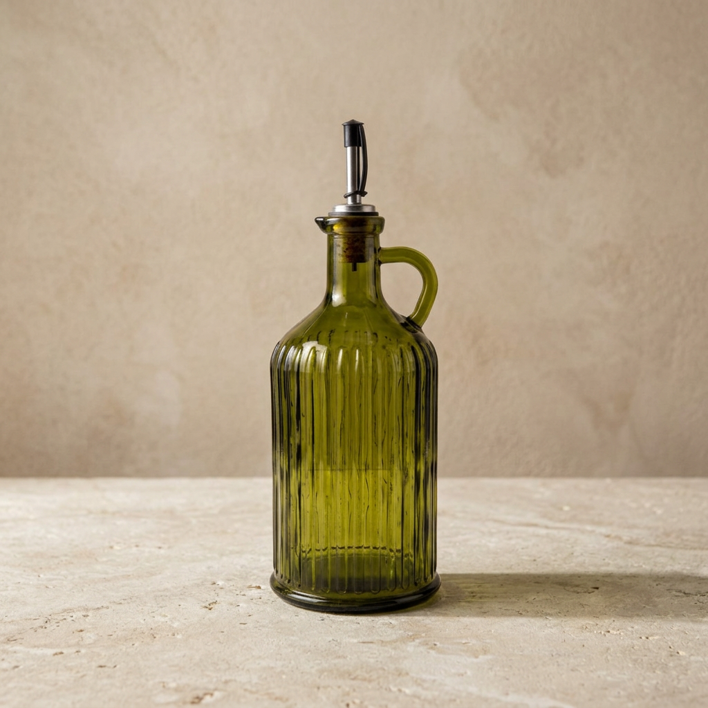 N°024 Olivoljeflaska i Olivgrönt Återvunnet Glas