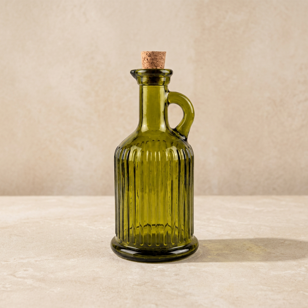 N°025 Olivoljeflaska i Olivgrönt Återvunnet Glas